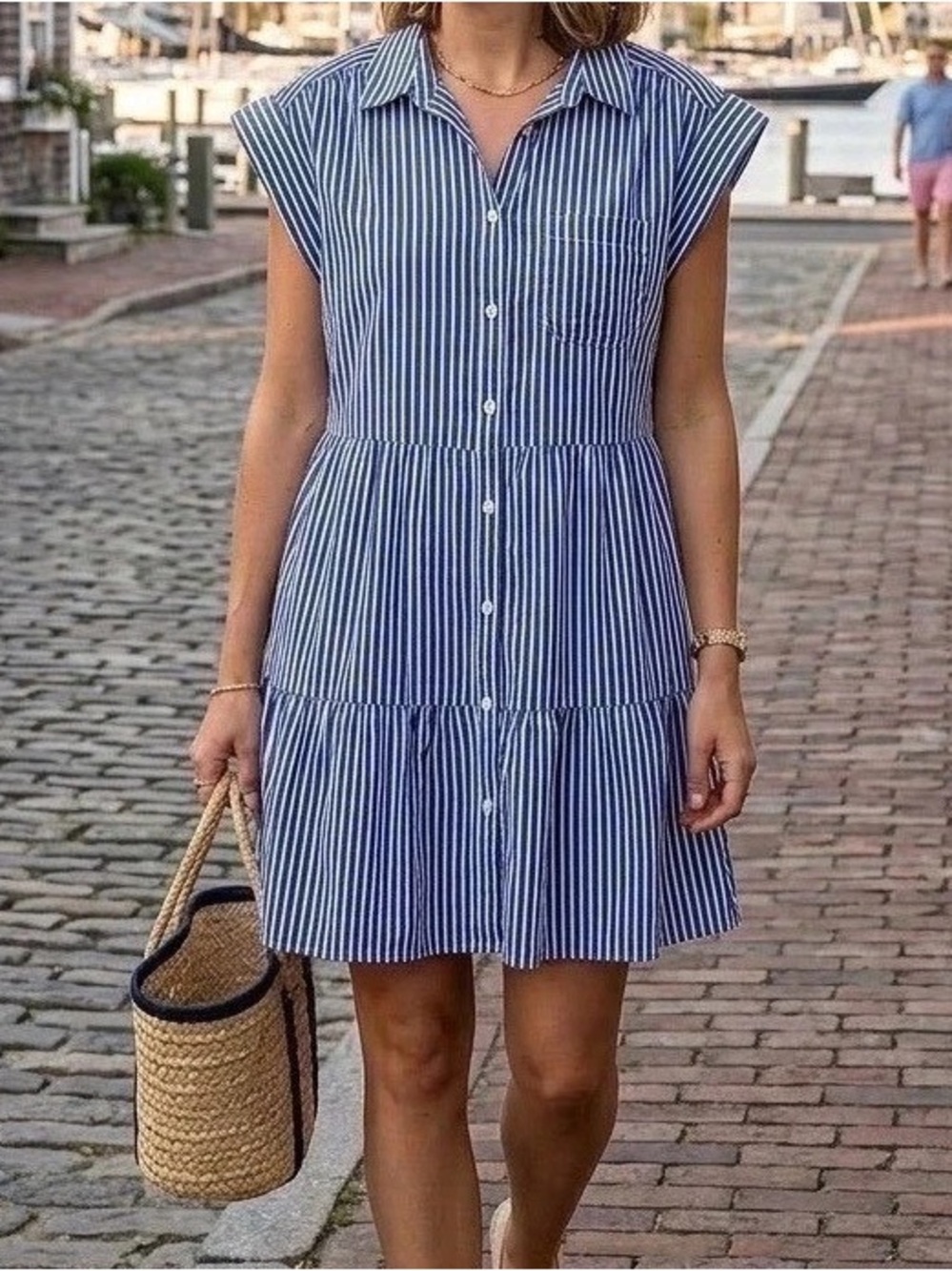 Tommy Hilfiger nautical blue and white striped dress